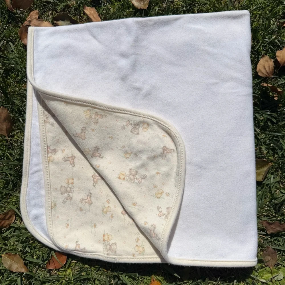 First Impressions Reversible Baby Blanket Lovey Giraffe Duck Yellow White 25x28